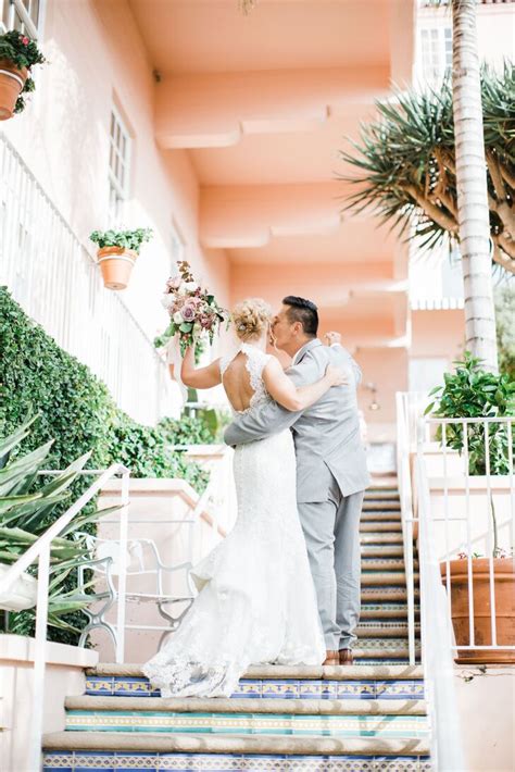 Couple at the La Valencia Hotel Wedding in La Jolla, California