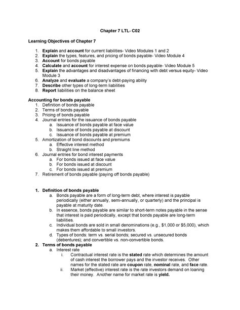 Chapter 7 LTL Long Term Liabilities Chapter 7 LTL C Learning