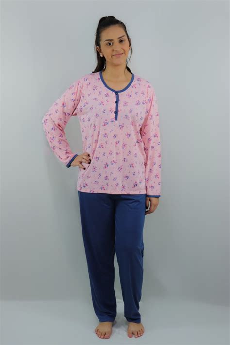 PIJAMA M LONGA BLUSA ESTAMPADA CALÇA LISA