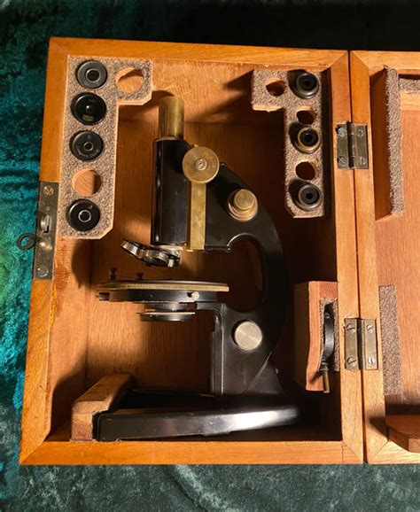 Zero Stock Antique Microscope Carl Zeiss Jena Germany Explorer Antiques