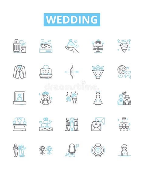 Wedding Vector Line Icons Set Marriage Nuptials Ceremony Bride