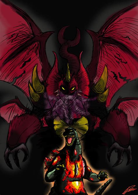 Commission: BURNING GODZILLA VS DESTOROYAH by Retro-D64 on DeviantArt