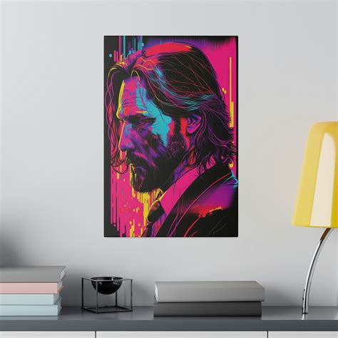 John Wick Canvas Print Retro 80s Synthwave Art Action Movie Etsy