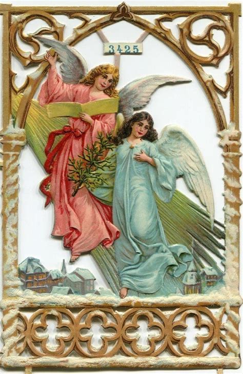 An Image Of Two Angels With Flowers In Their Hands