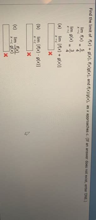 Solved Find The Limit Of Fx Gx Fxgx And Foxgtx
