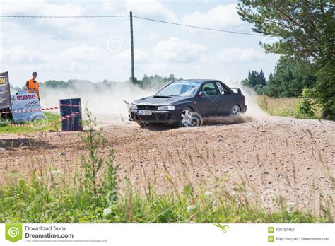 Amateur Rally Dirt Road Car With Rider Latvia Editorial Photography Image Of Fast
