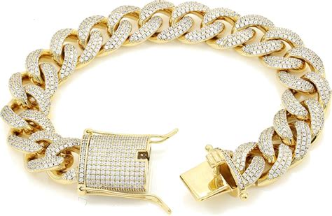 Amazon 15mm 8 5 Miami Cuban Link Bracelet 20ct TW VVS Lab