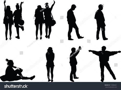 Silhouette People Acting Vector Stock Vector Royalty Free 714589201