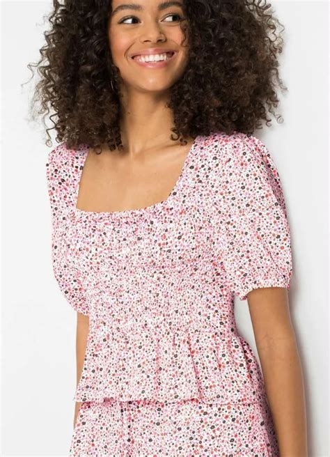 Blusa Decote Quadrado Liberty Rosa Queima De Estoque