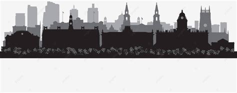 Leeds City Skyline Silhouette Europe Landmark Black Vector Europe