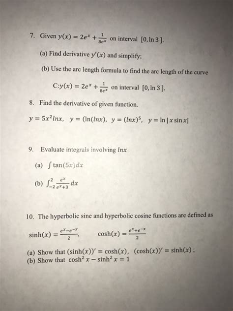 Solved Given Y X 2e X 1 8e X On Interval [0 Ln 3]