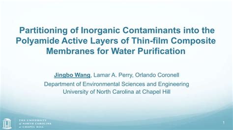 Partitioning Of Inorganic Contaminants Into The Polyamide Active Layers