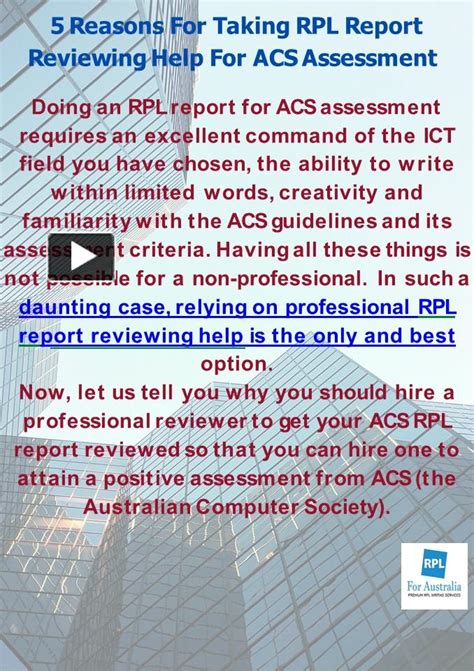 Ppt 5 Reasons For Taking Rpl Report Reviewing Help For Acs Assessment Powerpoint Presentation