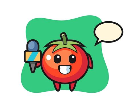 Premium Vector Character Mascot Of Tomatoes As A News Reporter