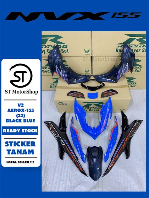 Yamaha Nv X Nvx V Aerox Black Blue Cover Set Sticker Tanam