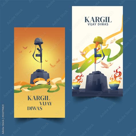 Vector Illustration Of Kargil Vijay Diwas Amar Jawan In Hindi Text Of Amar Jawan Flag Wrapping