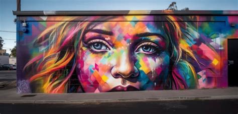 Premium Ai Image A Mural Of A Woman S Face Is Painted On A Wall