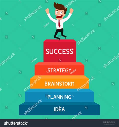 Businessman Going Success Staircase Success Cartoon เวกเตอร์สต็อก