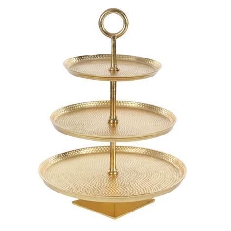 Decmode 17w 22h Aluminum Glam Tiered Server Gold 1 Piece