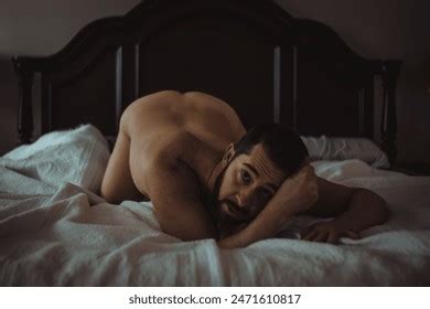 Artistic Nude Man Lying Bed White Stock Photo Shutterstock