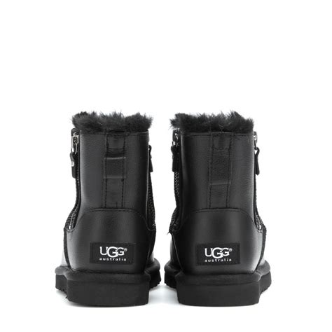 Lyst Ugg Classic Mini Double Zip Leather Ankle Boots In Black