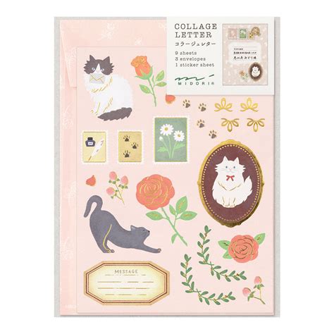 Midori Letter Set Collage Cat Pattern Dromgooles Fine Writing