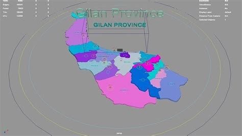 Gilan Province Iran map region geography political geographic 3D model ...