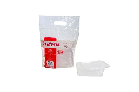 POTE PRAFESTA RETANGULAR C LACRE 500ML C 10 Ideal Descartáveis