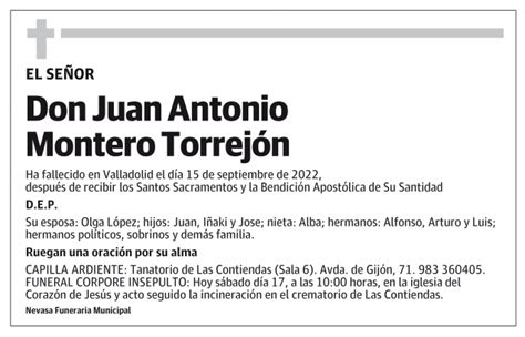 Juan Antonio Montero Torrejón Esquela Necrológica El Norte de Castilla