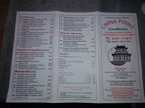 Speisekarte Von China Point Fast Food Friedberg Hessen