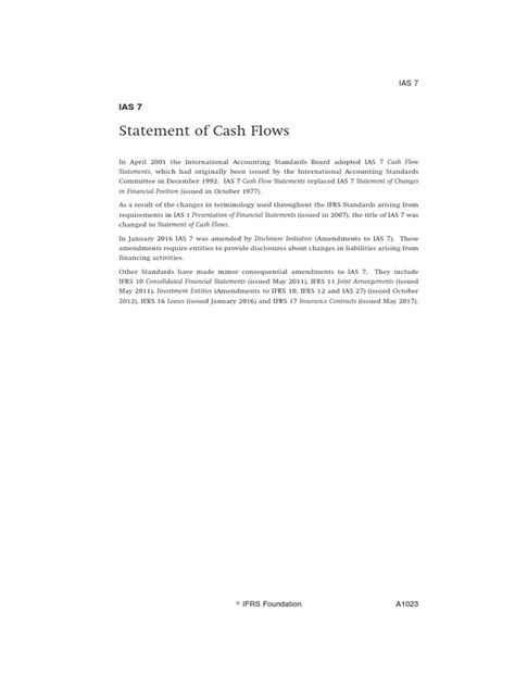 Ifrs Red Book Ias 7 Statement Of Cash Flows Pdf International Financial Reporting