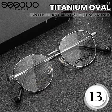 Jual Seeouo Frame Kacamata Bahan Titanium Model Bulat Stylish Ringan