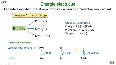 ELEC Energie puissance et rendement partie 3 Energie électrique