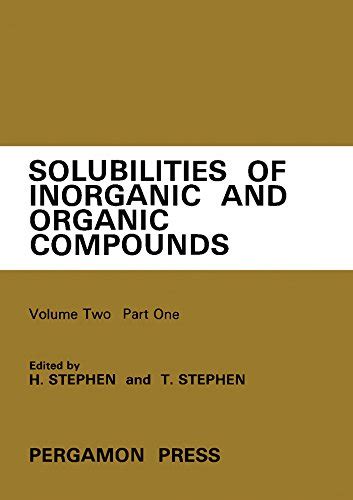 Ternary Systems Solubilities Of Inorganic And Organic Compounds