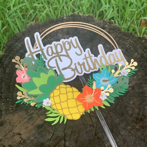 Tropical Theme Cake Topper Tropical Party Luau Hawaiian Etsy