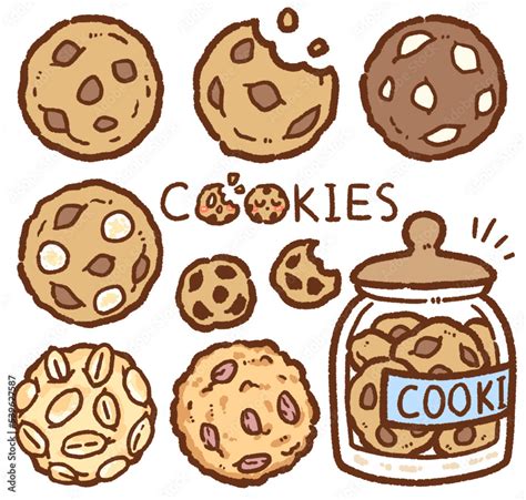 Cookie Cartoon Drawing Set Stock Vector Adobe Stock