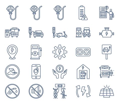 Ev Charger And Electric Charge Icon Set 12199900 Vector Art At Vecteezy