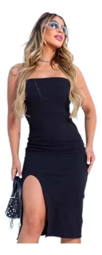 Vestido Feminino Midi Tomara Que Caia Com Fenda Lateral Mercadolivre