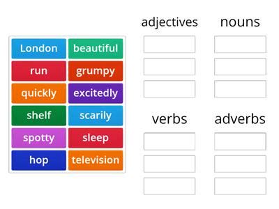 Noun Verb Adjective Game Teaching Resources