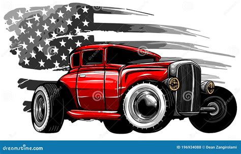 Vector Cartoon Retro Hot Rod Vector Illustration Design Stock Vector Illustration Of American