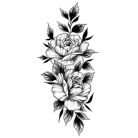 Qisiwole Temporary Tattoos For Women Black Rose Flower Tattoos