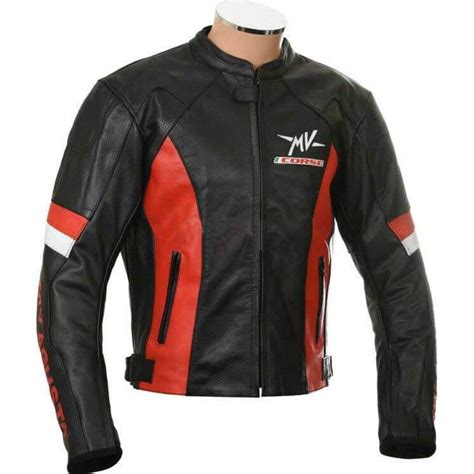 MV Agusta Corse Motorcycle Black And Red Leather Jacket Maker Of Jacket