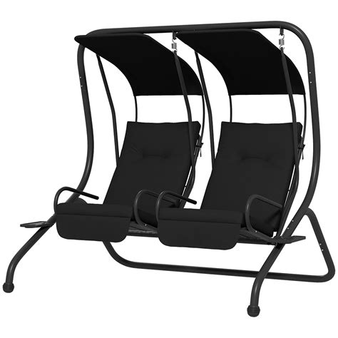 Outsunny 2 Seat Outdoor Porch Swing With Independent Seat Swing
