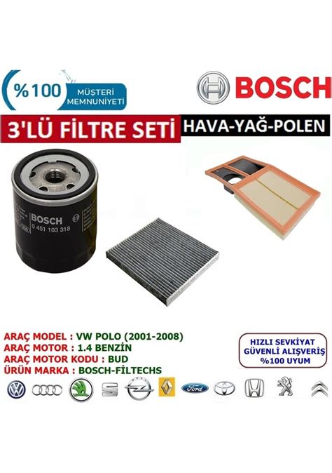 Vw Polo Bosch Filtre Bak M Seti Bud Motor Kodu Hava