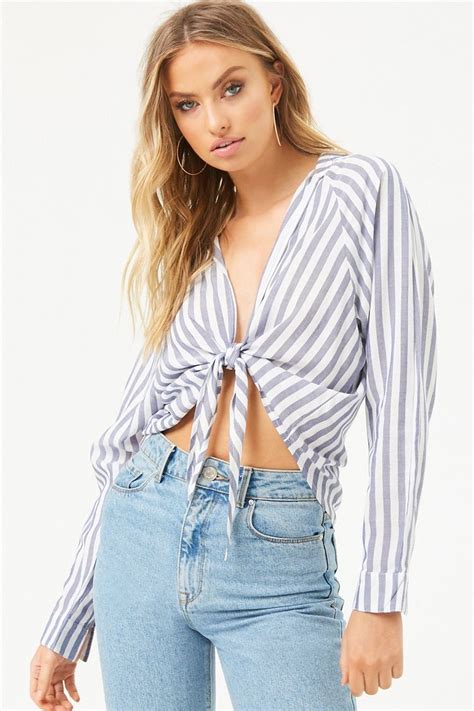 Tie Front Striped Top Forever 21 Forever21 Tops Fashion Tops