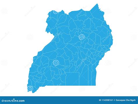 Map Of Uganda High Detailed Vector Map Uganda Stock Vector