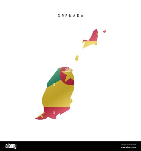 Detailed Waving Flag Map Of Grenada Vector Map With Masked Flag Stock