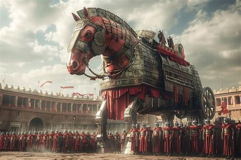 Premium AI Image | Unveiling deception the legend of the trojan horse a symbol of cunning ...