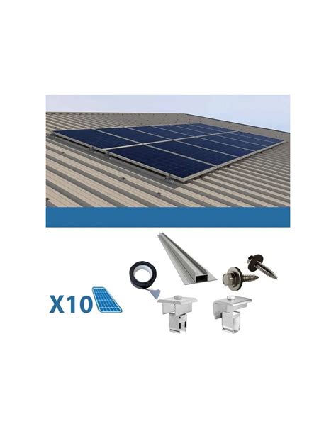 Kit Fijación Para 10 Panel Sobre Chapa Ondulada Barra De 2 60m Solar Fotovoltaica