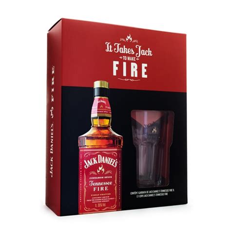 Kit Whisky Jack Daniels Fire Gf 1L C Copo Exclusivo Shisha Tabacaria